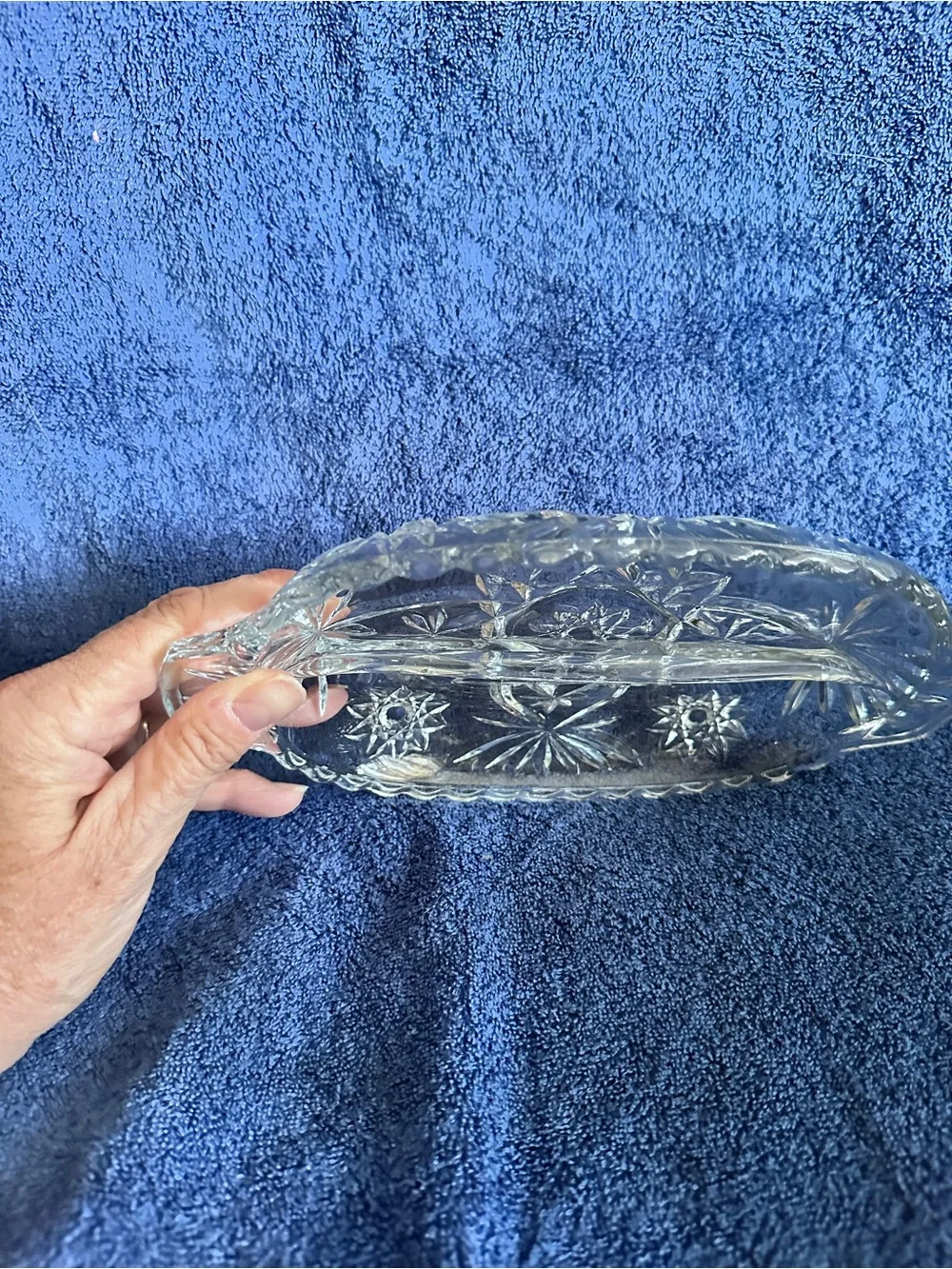 Anchor Hocking Prescut Divided Relish Clear Glass 9-3/4 in L Vintage